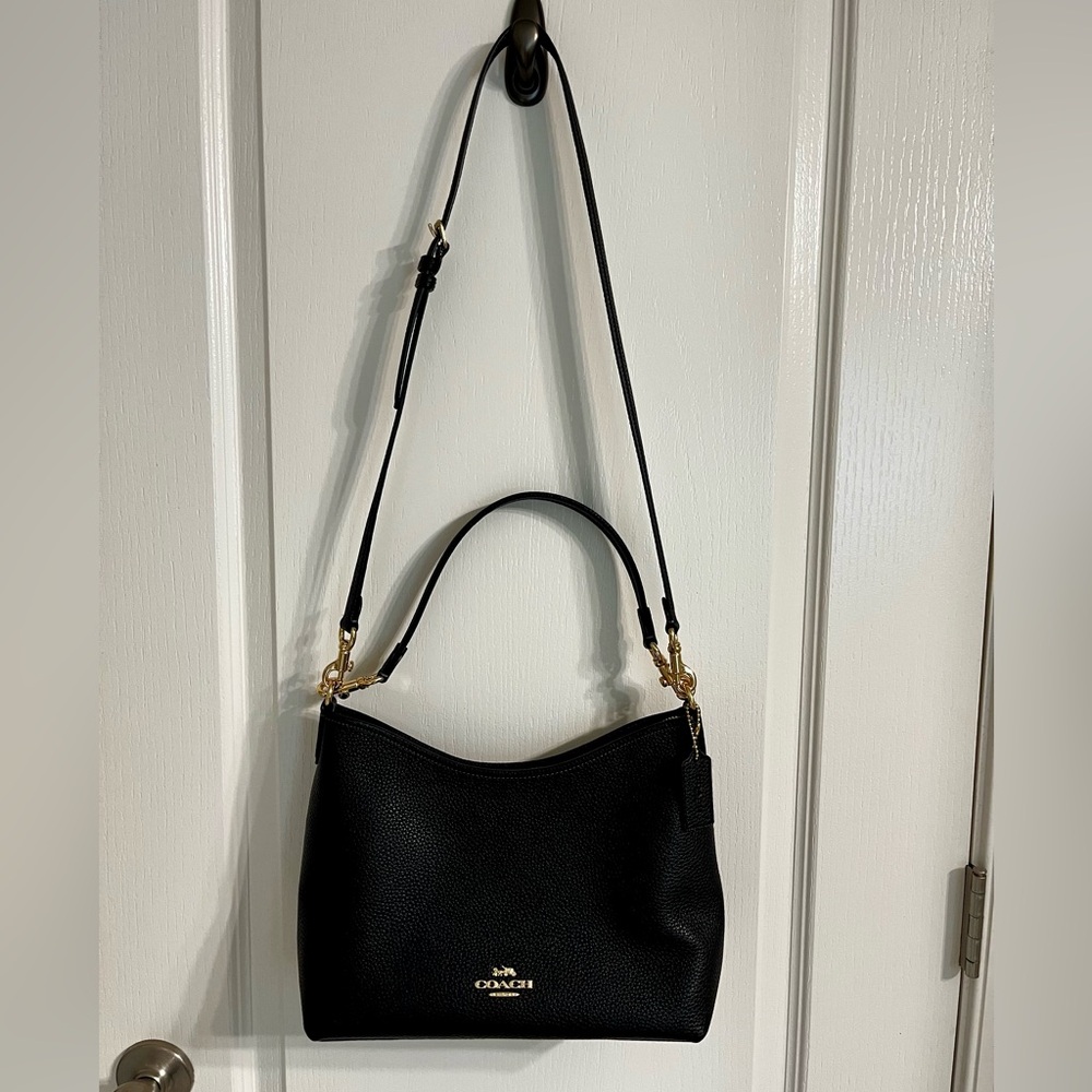 Coach Black Laurel Shoulder Bag Soft Pebble Leather Gold Hardware Two Straps 🖤 - Picture 12 of 12